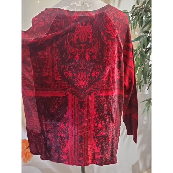 Vtg Dressbarn Velvet Whimsigoth Mixed Media Long Sleeve Top Sz 1X Dark Romance - Picture 8 of 13